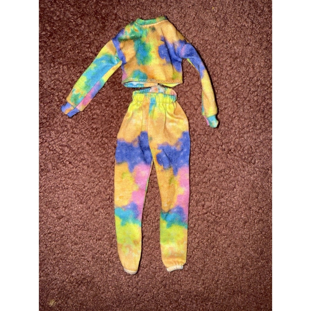 Vintage 1990s Barbie Tie Dye Sweatsuit Set Crop Top & Pants